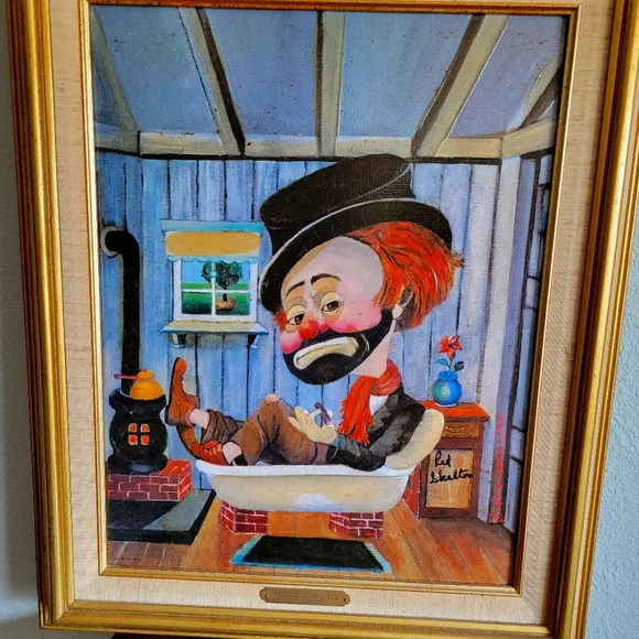 Red Skelton 直筆サインカード Red Skelton 絵画 Red Skelton 直筆サインカード Signed Red Skelton